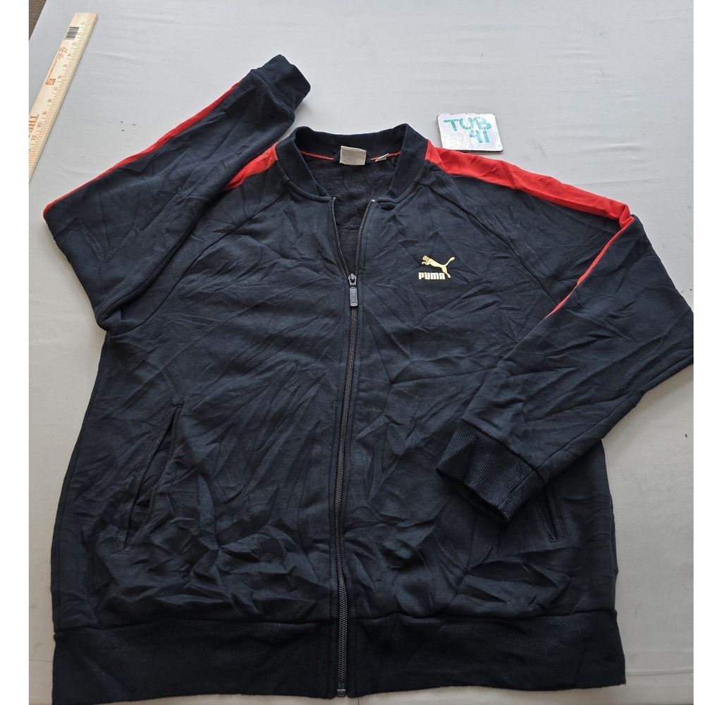 Puma x Fubu Mens Track Jacket Black Red Full Zip Sweatshirt Size Medium M/M